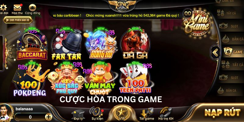 Cược Hòa trong cách chơi game Rồng Hổ Kingfun